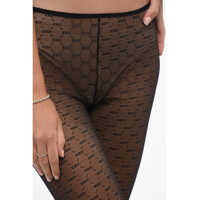 Pantaloni DSQUARED2 Dama - Colanti DSQUARED2 Sheer Mesh All-Over Monogram Leggings Black Femei (BM 18580138) - B-mall.ro
