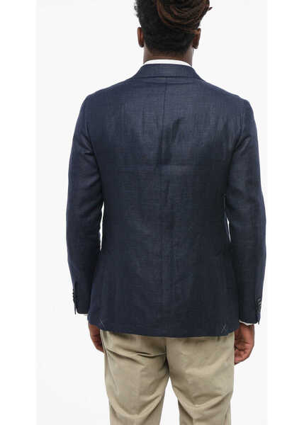 Sacouri CORNELIANI Cc Collection Unlined Virgin Wool And Linen 2 Buttons Blazer Blue Barbati (BM 18580150) 2