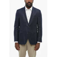Sacouri Cc Collection Unlined Virgin Wool And Linen 2 Buttons Blazer Barbati