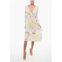 Rochii lungi Floral Pleated Dress With Lace Detail Femei