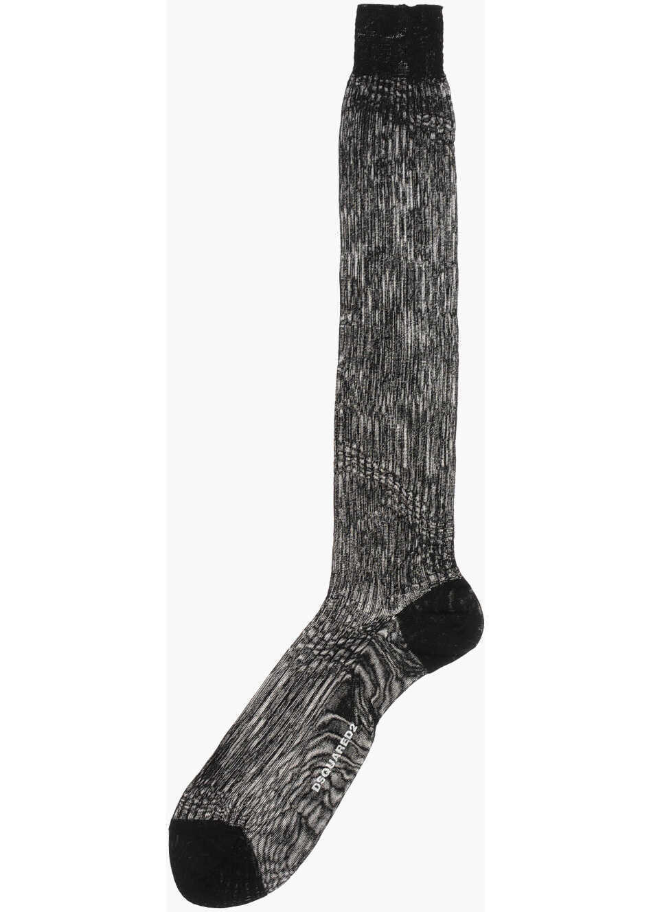 Sosete DSQUARED2 Ribbed Solid Color Long Socks Black Barbati (BM 18598915) 3