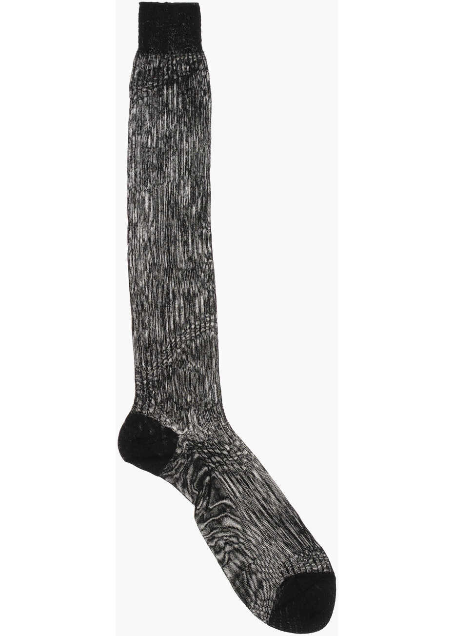 Sosete DSQUARED2 Ribbed Solid Color Long Socks Black Barbati (BM 18598915) 1