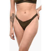 Bikini Solid Color Icon Bikini Bottom With Logo Band Femei
