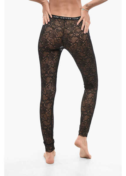 Colanti DSQUARED2 Sheer Lace Icon Leggings Black Femei (BM 18598927) 2