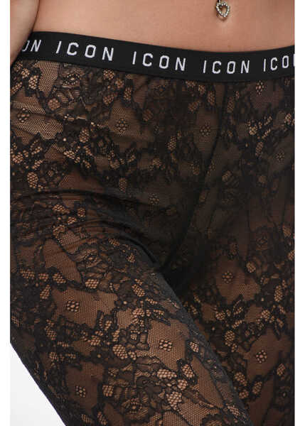 Colanti DSQUARED2 Sheer Lace Icon Leggings Black Femei (BM 18598927) 3