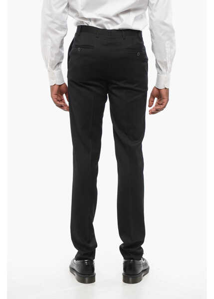 Pantaloni casual CORNELIANI Cc Collection Twill Wool Blend Pants Black Barbati (BM 18598936) 2