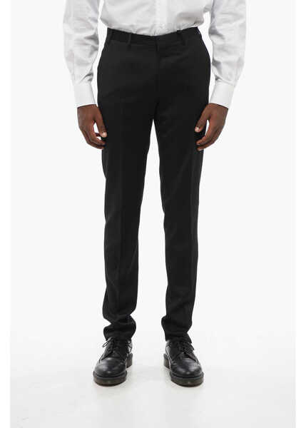 Pantaloni casual CORNELIANI Cc Collection Twill Wool Blend Pants Black Barbati (BM 18598936) 1