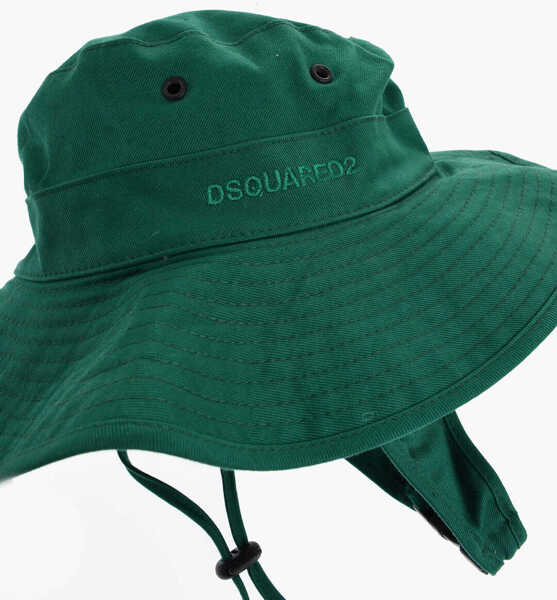Caciuli DSQUARED2 Cotton Bucket Hat With Tone On Tone Logo Green Barbati (BM 18598945) 2