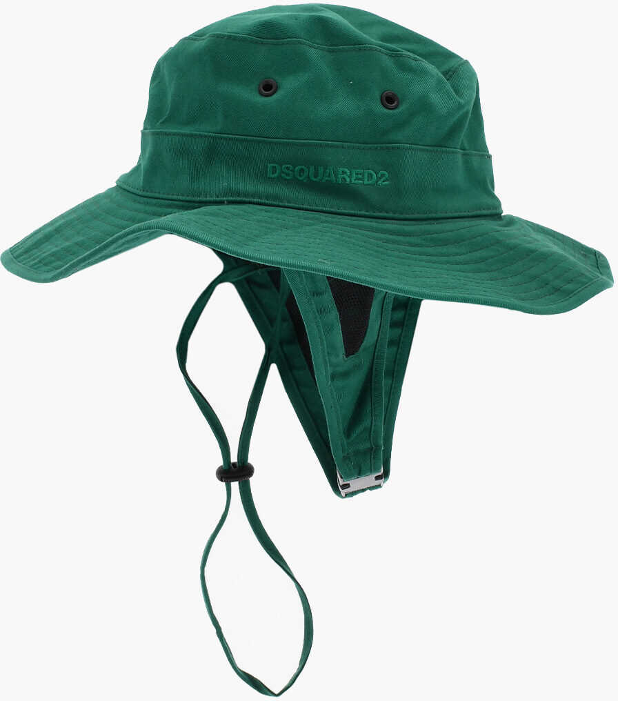 Caciuli DSQUARED2 Cotton Bucket Hat With Tone On Tone Logo Green Barbati (BM 18598945) 1