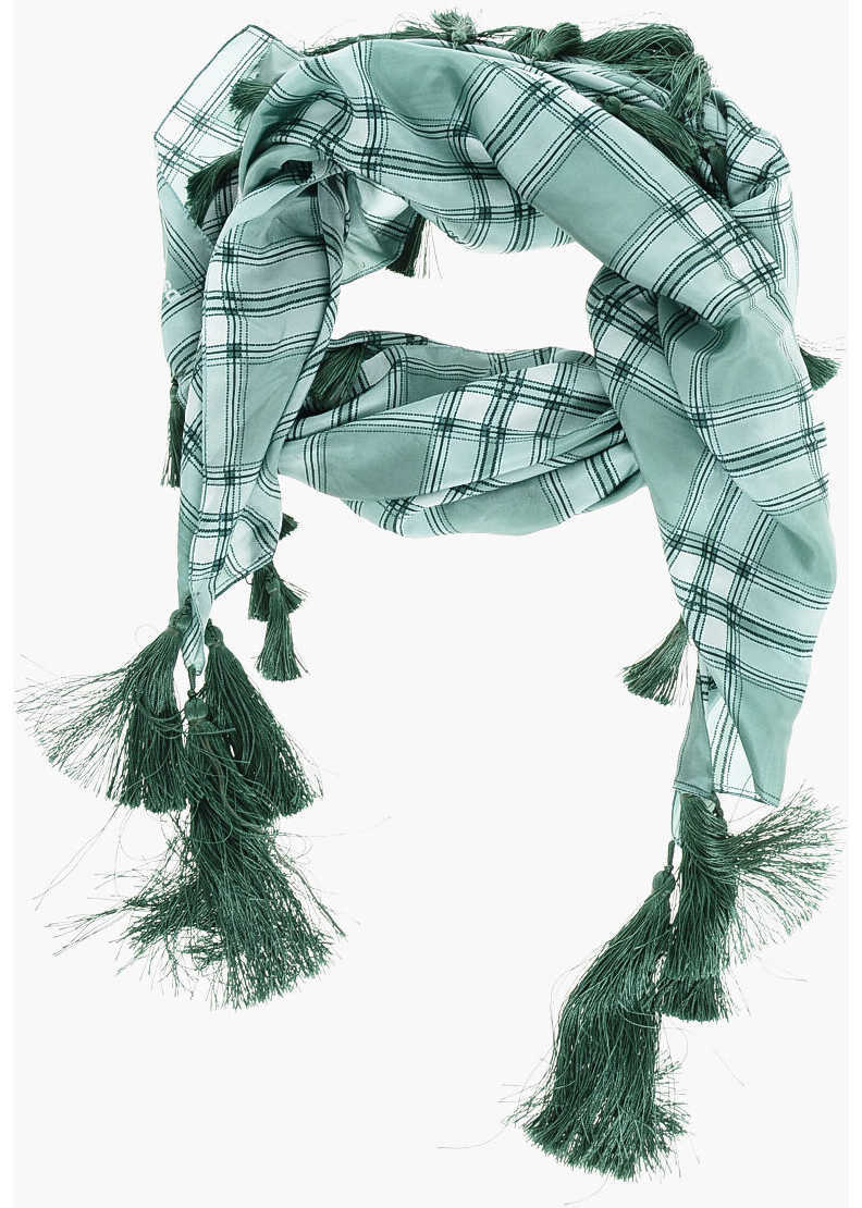 Fulare DSQUARED2 Checked Silk Foulard With Tassels Green Barbati (BM 18598957) 1
