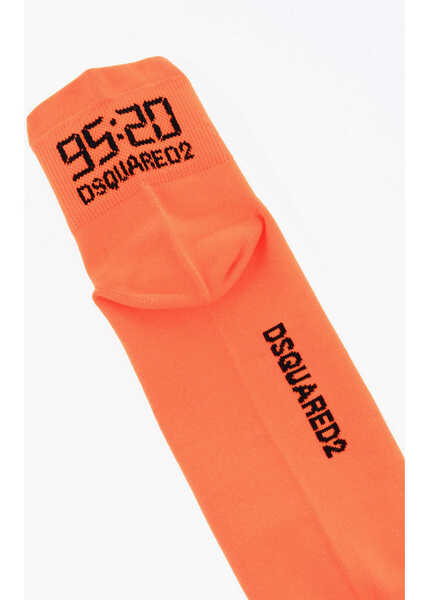 Sosete DSQUARED2 Stretch Nylon Low-Cut Socks With Contrasting Details Orange Barbati (BM 18598978) 3