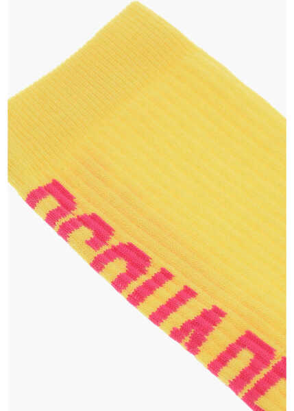 Sosete DSQUARED2 Ribbed Long Socks With Side Logo Yellow Barbati (BM 18598981) 2