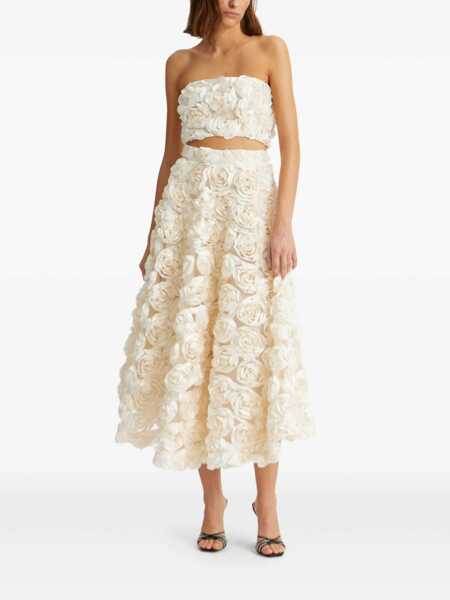 Topuri ROTATE Birger Christensen Rotate Birger Christensen Spaghetti Strap Top With Rose Appliques WHITE Femei (BM 18599436) 2