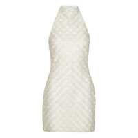 Rochii Rotate Birger Christensen Cream Mini Dress With All-Over Sequins And Halter Neck Femei
