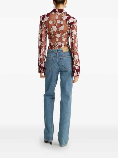 Camasi ROTATE Birger Christensen Rotate Birger Christensen Semi-Sheer Burgundy Shirt With Floral Embroidery Red Femei (BM 18599463) 3