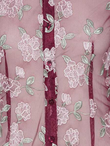 Camasi ROTATE Birger Christensen Rotate Birger Christensen Semi-Sheer Burgundy Shirt With Floral Embroidery Red Femei (BM 18599463) 5