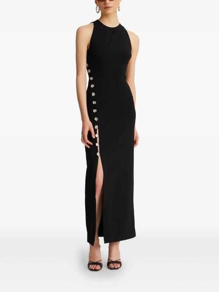 Rochii ROTATE Birger Christensen Rotate Birger Christensen Midi Dress With Slit And Rose Buttons Black Femei (BM 18599469) 2