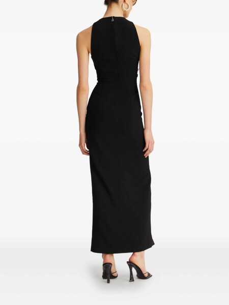 Rochii ROTATE Birger Christensen Rotate Birger Christensen Midi Dress With Slit And Rose Buttons Black Femei (BM 18599469) 3
