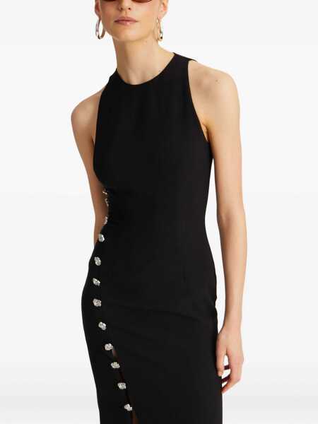 Rochii ROTATE Birger Christensen Rotate Birger Christensen Midi Dress With Slit And Rose Buttons Black Femei (BM 18599469) 4