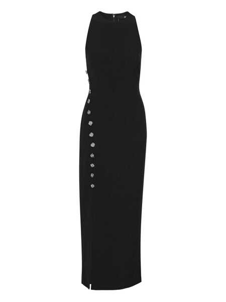 Rochii ROTATE Birger Christensen Rotate Birger Christensen Midi Dress With Slit And Rose Buttons Black Femei (BM 18599469) 1
