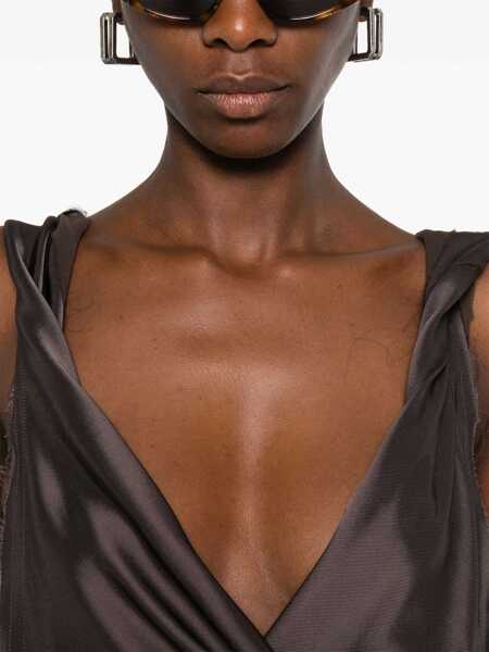 Rochii THE ATTICO The Attico Abito Midi Asimmetrico Con Dettaglio Attorcigliato BROWN Femei (BM 18600126) 5