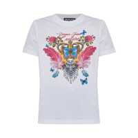 Tricouri Versace Jeans Couture White Cotton Crew Neck T-Shirt With Print Femei