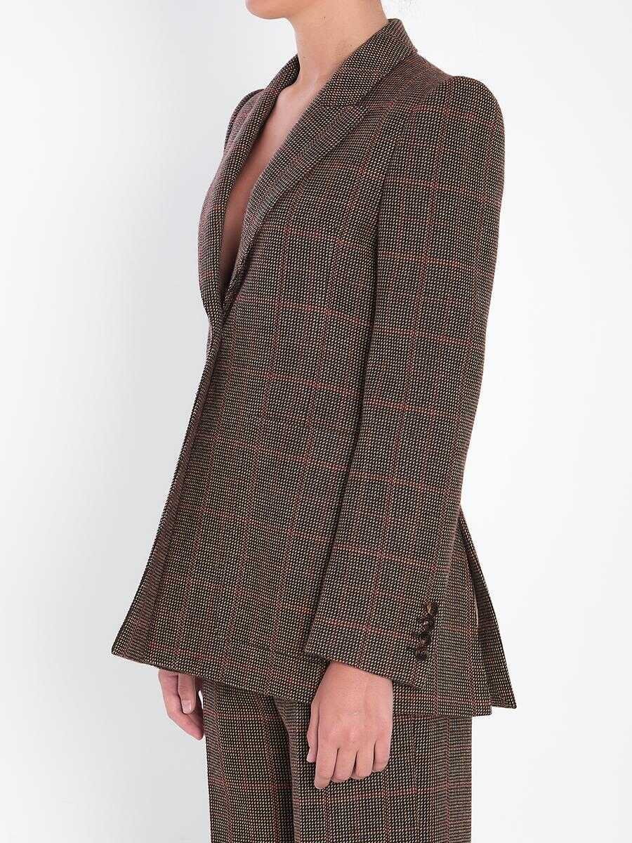 Geci Chloe Checked Wool Tailored Jacket BROWN Femei (BM 18601476) 2