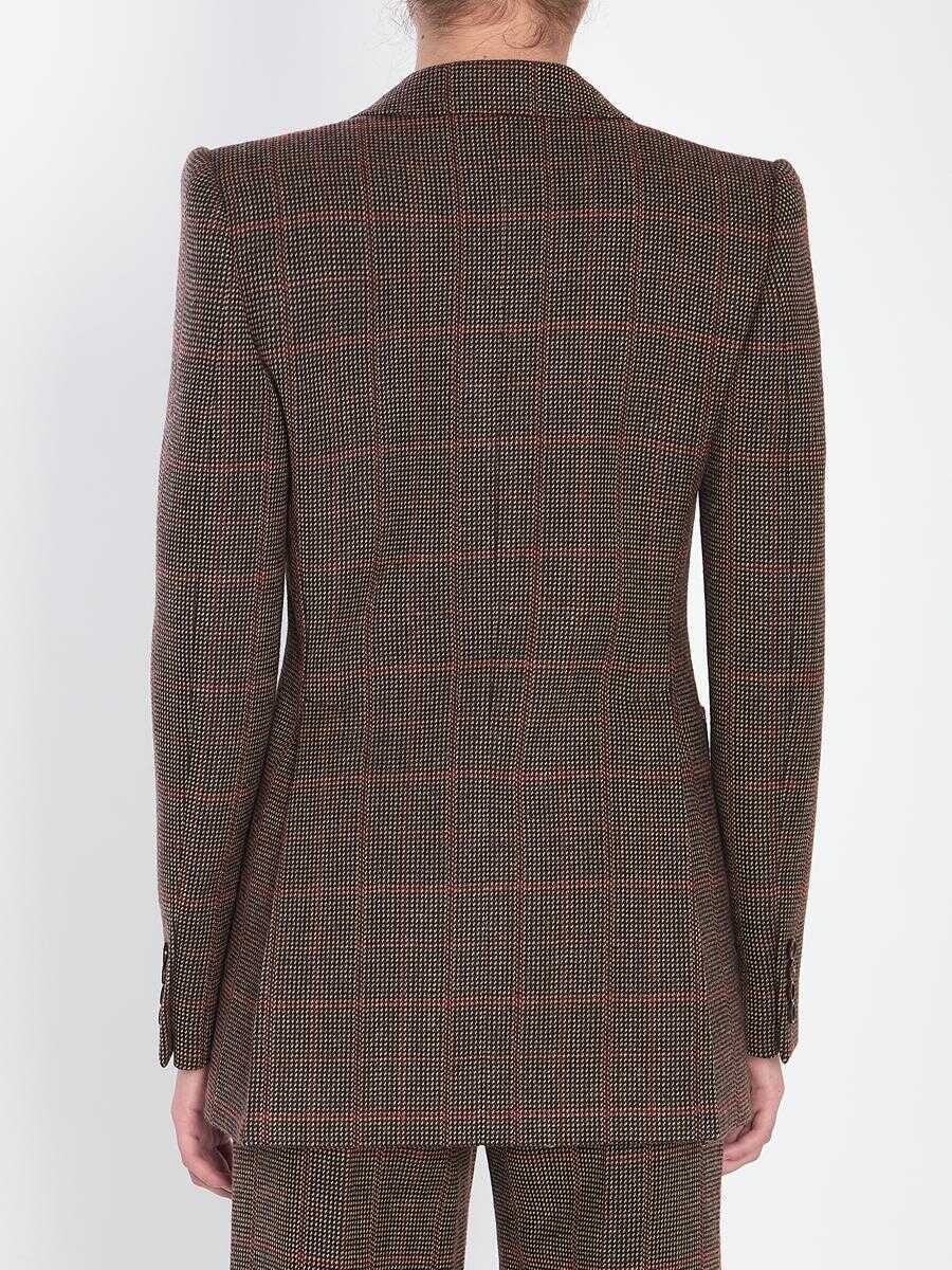 Geci Chloe Checked Wool Tailored Jacket BROWN Femei (BM 18601476) 4