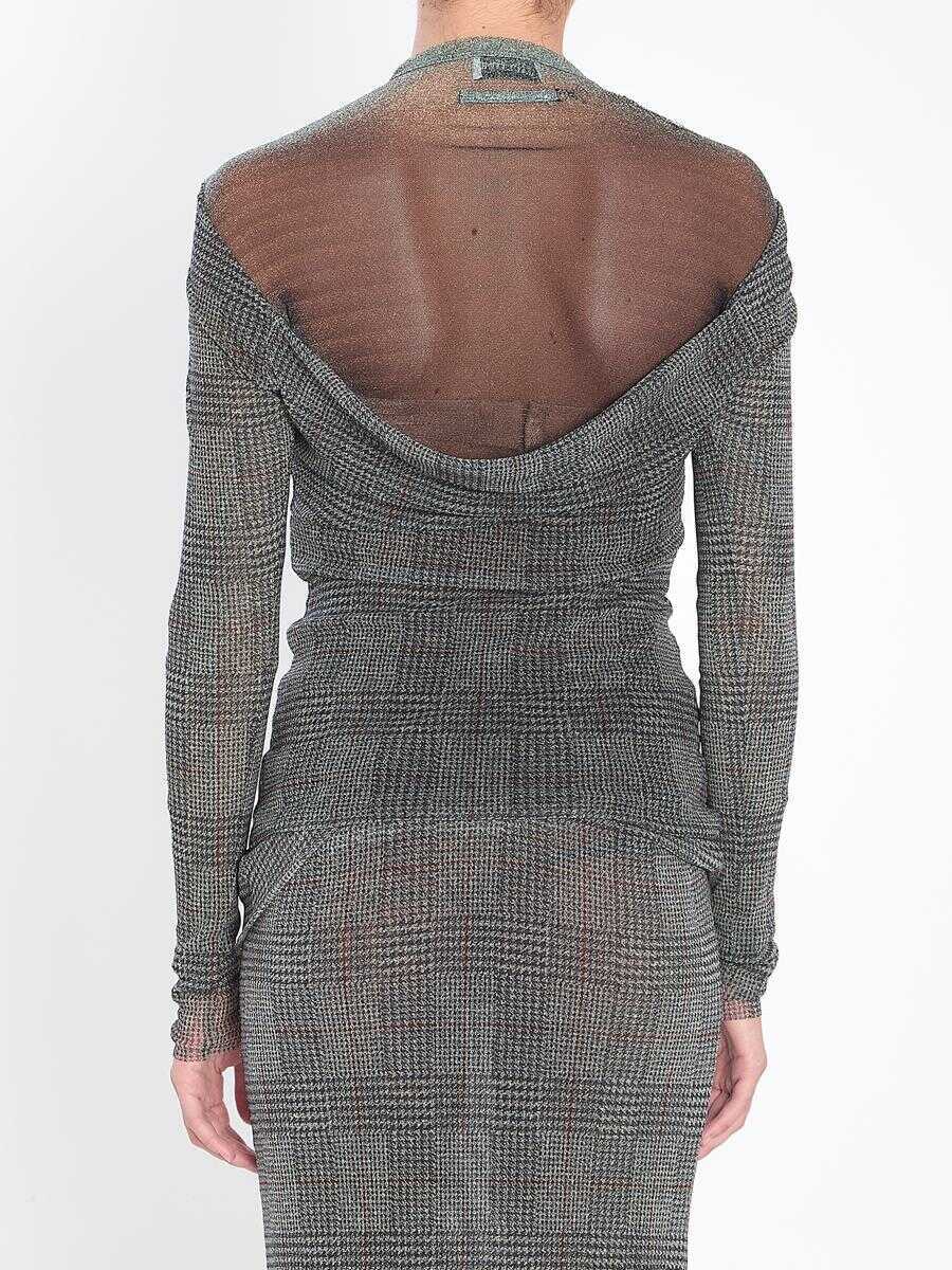 Topuri Jean Paul Gaultier Body Shadow And Prince Of Wales Top GREY Femei (BM 18601602) 4