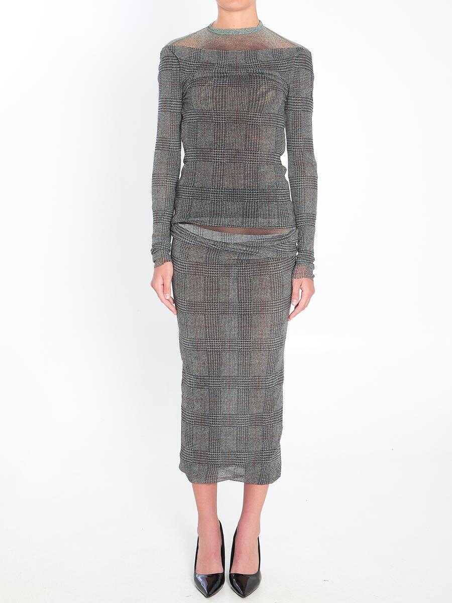 Topuri Jean Paul Gaultier Body Shadow And Prince Of Wales Top GREY Femei (BM 18601602) 5