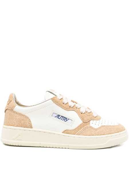 Sneakers AUTRY Autry Medalis Low Sneakers In White Leather With Sand Suede Inserts BIANCO E BEIGE Femei (BM 18602007) 1