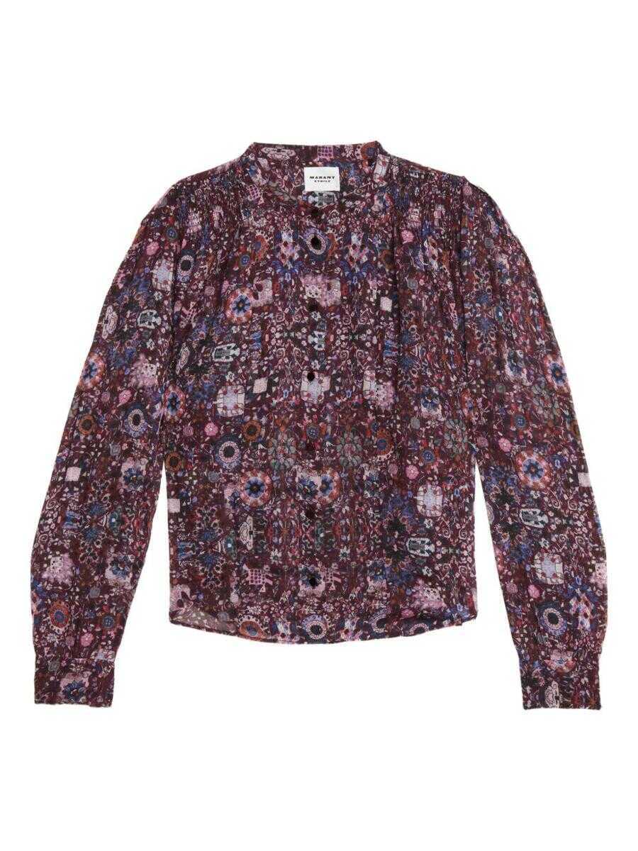 Bluze Isabel Marant Isabel Marant toile Noeline Blouse With Abstract Pattern In Plum PURPLE Femei (BM 18602964) 1