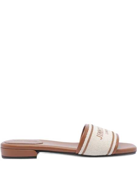 Sandale Jimmy Choo Jimmy Choo Joa Flat Canvas Flat Sandals Brown Femei (BM 18603354) 1