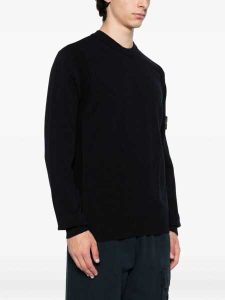Pulovere Stone Island Stone Island Crew Neck Sweater With Logo Patch BLUE Barbati (BM 18603516) 3
