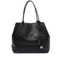 Genti de mana Hogan Script Medium Shopping Bag In Black Leather Femei