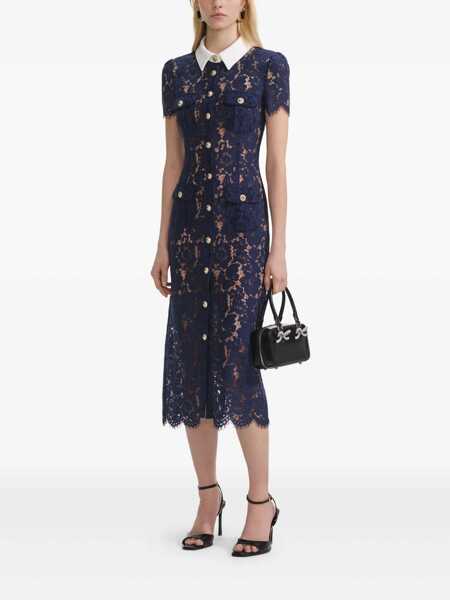 Rochii Self-Portrait Self-Portrait Blue Lace Collared Midi Dress BLUE Femei (BM 18604104) 3