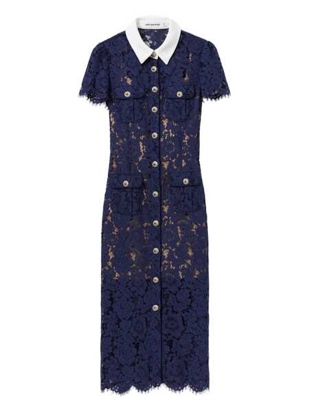 Rochii Self-Portrait Self-Portrait Blue Lace Collared Midi Dress BLUE Femei (BM 18604104) 1