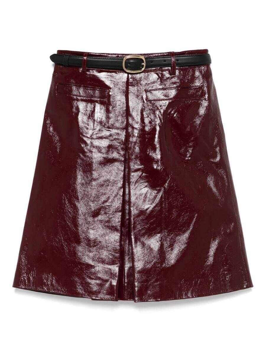 Fuste Self-Portrait Self-Portrait Leather Mini Skirt With Belt Red Femei (BM 18604122) 1