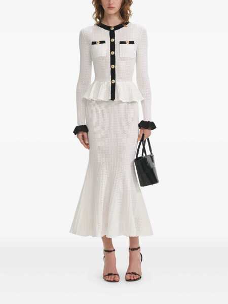 Rochii Self-Portrait Self-Portrait Pointelle Knit Midi Dress WHITE Femei (BM 18604125) 1