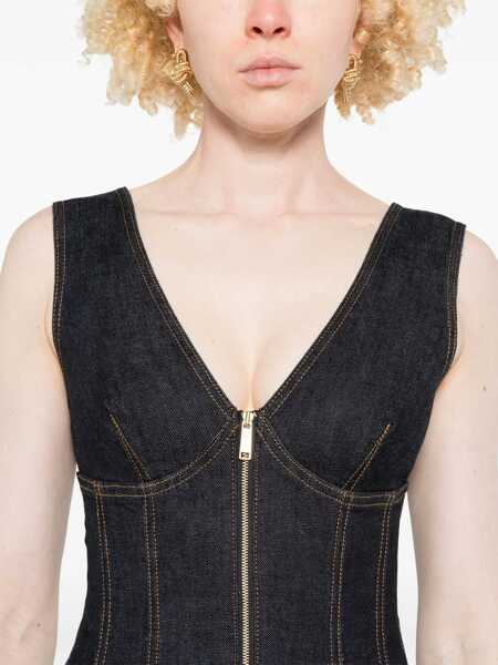 Rochii Self-Portrait Self-Portrait Short Denim Dress With Zip BLUE Femei (BM 18604185) 5