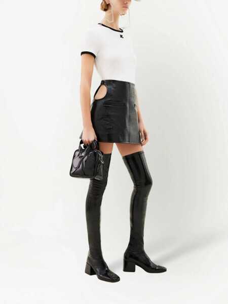 Tricouri COURRGES Courrges Cotton T-Shirt With Contrasting Logo Trim Black Femei (BM 18604845) 3