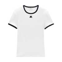 Tricouri Courrèges Cotton T-Shirt With Contrasting Logo Trim Femei