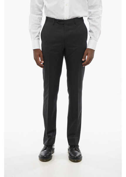 Pantaloni eleganti CORNELIANI Cool Wool Pants With Belt Loop Black Barbati (BM 18605317) 1