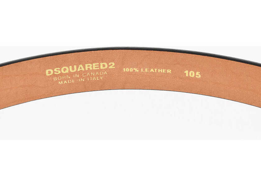 Curele DSQUARED2 Solid Color Leather Belt 30Mm Black Barbati (BM 18605320) 3