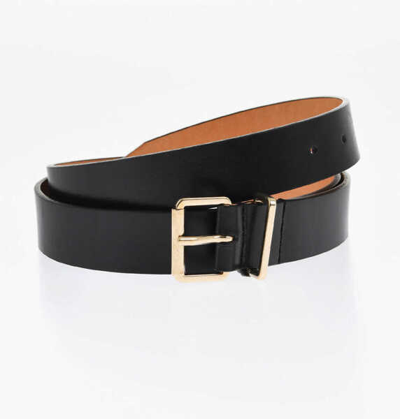 Curele DSQUARED2 Solid Color Leather Belt 30Mm Black Barbati (BM 18605320) 1