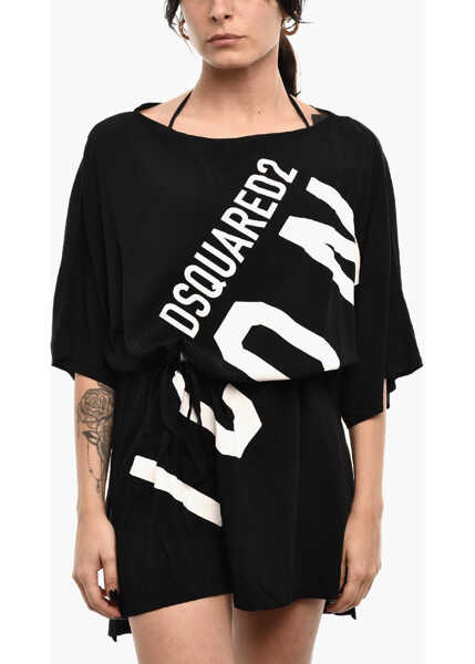 Rochii scurte DSQUARED2 Flared Icon Mini Dress With Double Side Splits Black Femei (BM 18605341) 1