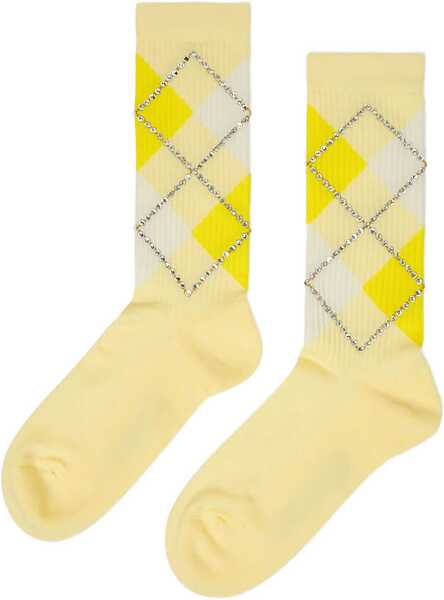 Sosete DSQUARED2 Two-Tone Argyle Socks With Jewels White Barbati (BM 18605350) 1