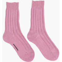Sosete DSQUARED2 Solid Color Ribbed Mid-Crew Socks