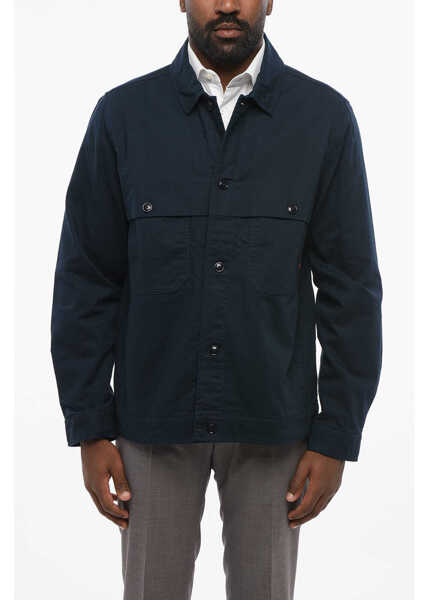 Camasi casual Woolrich Solid Color Utility Overshirt Blue Barbati (BM 18605371) 1
