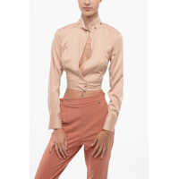 Camasi casual Cropped Fit Shirt With Lace-Up Detail Femei